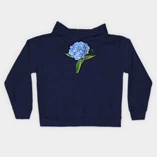 Blue Hydrangea With Leaves Kids Hoodie